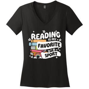 Books Lover Reading Is My Favorite Sport Bookworm Book Women's V-Neck T-Shirt