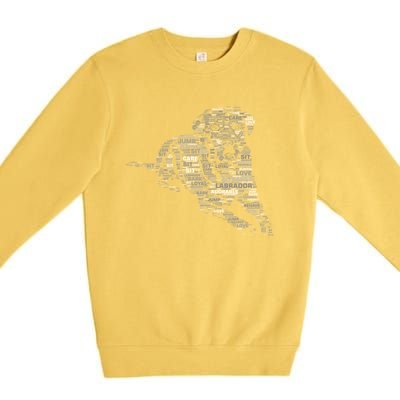 Black Labrador Retriever Gift Yellow Chocolate Lab Calligram Funny Gift Premium Crewneck Sweatshirt