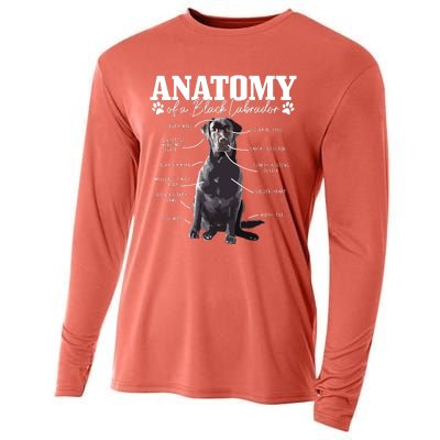 Black Labrador Retriever Anatomy Funny Cute Dog Mom Dad Cooling Performance Long Sleeve Crew