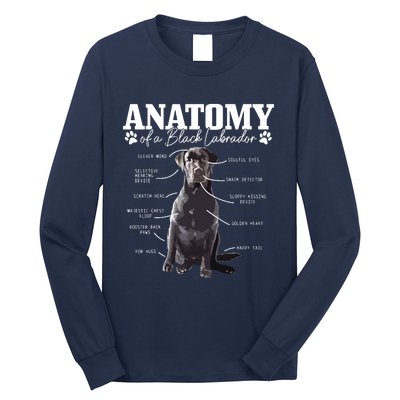 Black Labrador Retriever Anatomy Funny Cute Dog Mom Dad Long Sleeve Shirt