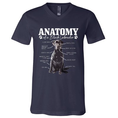 Black Labrador Retriever Anatomy Funny Cute Dog Mom Dad V-Neck T-Shirt