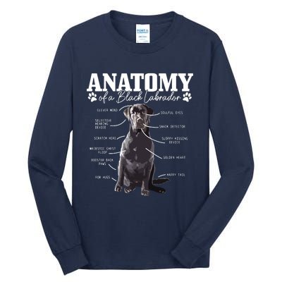 Black Labrador Retriever Anatomy Funny Cute Dog Mom Dad Tall Long Sleeve T-Shirt