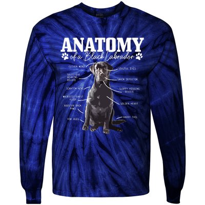 Black Labrador Retriever Anatomy Funny Cute Dog Mom Dad Tie-Dye Long Sleeve Shirt