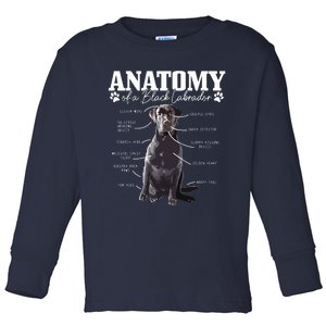 Black Labrador Retriever Anatomy Funny Cute Dog Mom Dad Toddler Long Sleeve Shirt