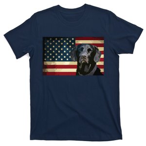 Black Labrador Retriever Gifts American Flag Men Women Lab T-Shirt