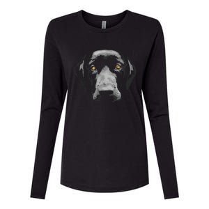 Black Labrador Retriever Womens Cotton Relaxed Long Sleeve T-Shirt