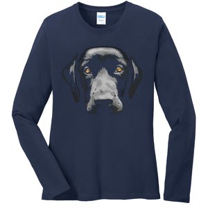 Black Labrador Retriever Ladies Long Sleeve Shirt