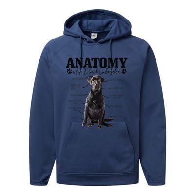 Black Labrador Retriever Anatomy Funny Cute Dog Mom Dad Performance Fleece Hoodie