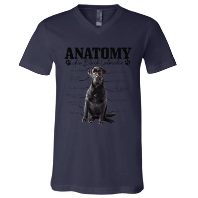 Black Labrador Retriever Anatomy Funny Cute Dog Mom Dad V-Neck T-Shirt