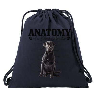 Black Labrador Retriever Anatomy Funny Cute Dog Mom Dad Drawstring Bag