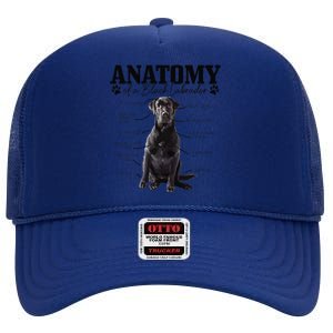 Black Labrador Retriever Anatomy Funny Cute Dog Mom Dad High Crown Mesh Back Trucker Hat