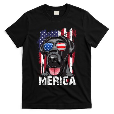 Black Labrador Retriever 4th Of July Merica Usa Flag Lab Dog T-Shirt