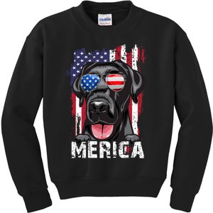 Black Labrador Retriever 4th Of July Merica Usa Flag Lab Dog Kids Sweatshirt