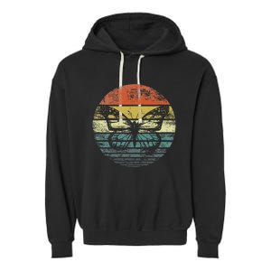 Butterfly Lover Retro Sunset Insect Monarch Entomology Garment-Dyed Fleece Hoodie