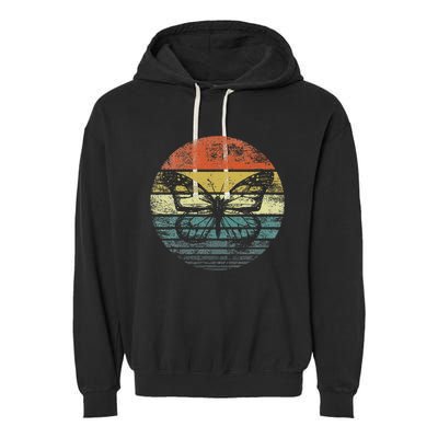 Butterfly Lover Retro Sunset Insect Monarch Entomology Garment-Dyed Fleece Hoodie