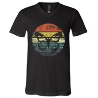 Butterfly Lover Retro Sunset Insect Monarch Entomology V-Neck T-Shirt