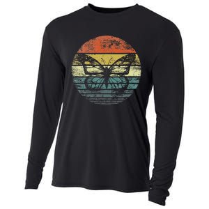 Butterfly Lover Retro Sunset Insect Monarch Entomology Cooling Performance Long Sleeve Crew