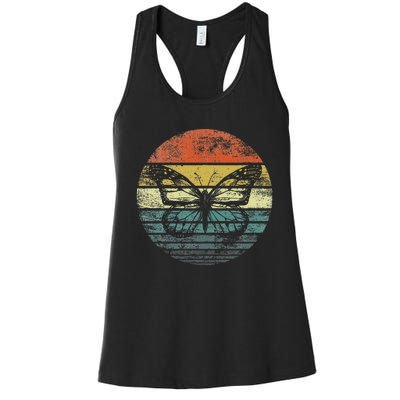 Butterfly Lover Retro Sunset Insect Monarch Entomology Women's Racerback Tank