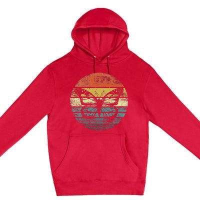 Butterfly Lover Retro Sunset Insect Monarch Entomology Premium Pullover Hoodie