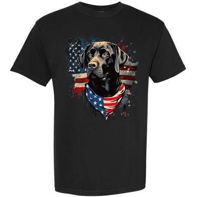 Black Labrador Retriever USA Flag Lab Dog Lover Gifts Garment-Dyed Heavyweight T-Shirt