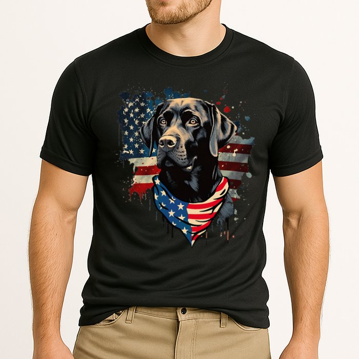 Black Labrador Retriever USA Flag Lab Dog Lover Gifts Cooling Performance Crew T-Shirt