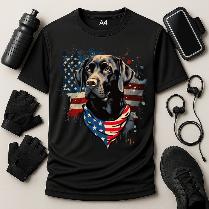 Black Labrador Retriever USA Flag Lab Dog Lover Gifts Cooling Performance Crew T-Shirt