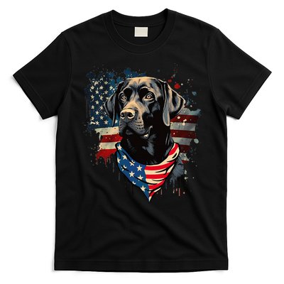 Black Labrador Retriever USA Flag Lab Dog Lover Gifts T-Shirt