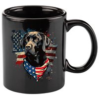 Black Labrador Retriever USA Flag Lab Dog Lover Gifts 11oz C Handle Ceramic Mug