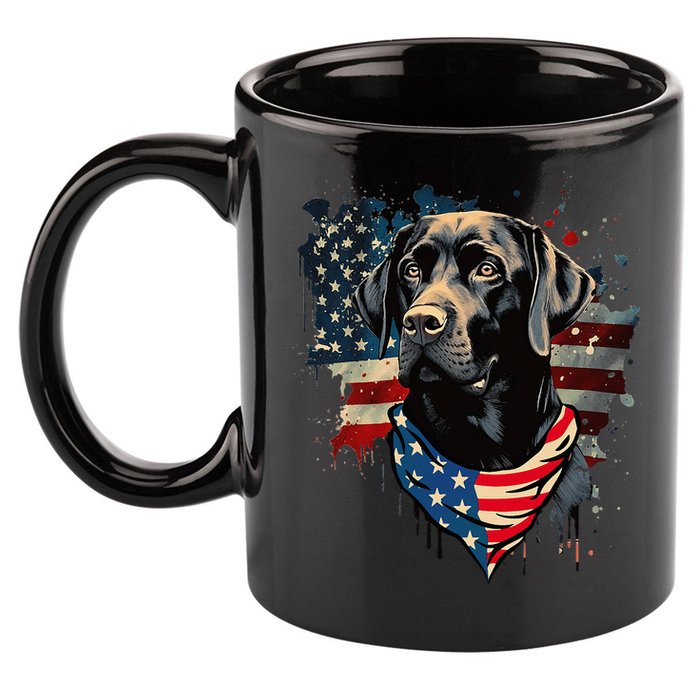 Black Labrador Retriever USA Flag Lab Dog Lover Gifts 11oz C Handle Ceramic Mug