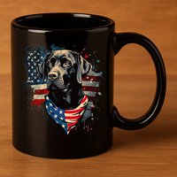 Black Labrador Retriever USA Flag Lab Dog Lover Gifts 11oz C Handle Ceramic Mug