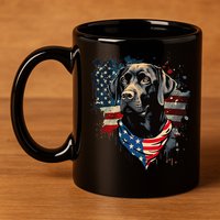 Black Labrador Retriever USA Flag Lab Dog Lover Gifts 11oz C Handle Ceramic Mug