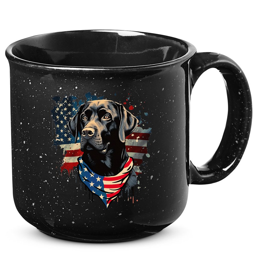 Black Labrador Retriever USA Flag Lab Dog Lover Gifts 15oz Campfire Ceramic Mug