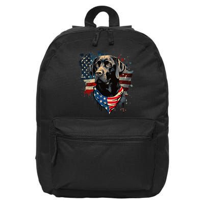 Black Labrador Retriever USA Flag Lab Dog Lover Gifts 16 in Basic Backpack