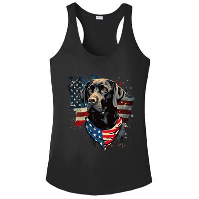 Black Labrador Retriever USA Flag Lab Dog Lover Gifts Ladies PosiCharge Competitor Racerback Tank