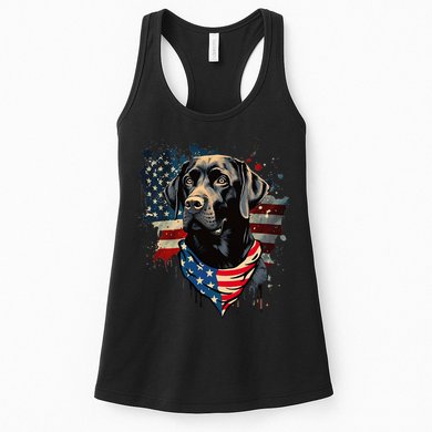 Black Labrador Retriever USA Flag Lab Dog Lover Gifts Womens Tank Top