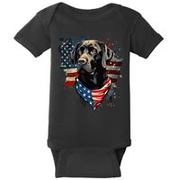 Black Labrador Retriever USA Flag Lab Dog Lover Gifts Baby Bodysuit