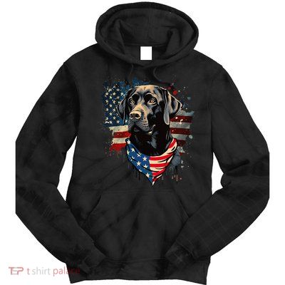 Black Labrador Retriever USA Flag Lab Dog Lover Gifts Tie Dye Hoodie