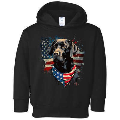 Black Labrador Retriever USA Flag Lab Dog Lover Gifts Toddler Hoodie