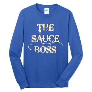 Bbq Lovers Sauce Boss Design For Fathers Day Gift Tall Long Sleeve T-Shirt