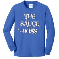 Bbq Lovers Sauce Boss Design For Fathers Day Gift Kids Long Sleeve Shirt