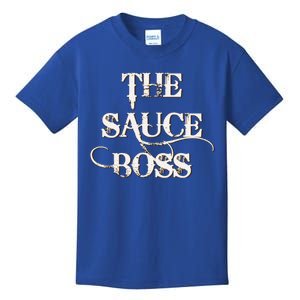 Bbq Lovers Sauce Boss Design For Fathers Day Gift Kids T-Shirt