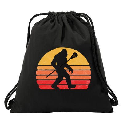 Bigfoot Lacrosse Stick Vintage Surf Sun Funny Lax Gift Drawstring Bag