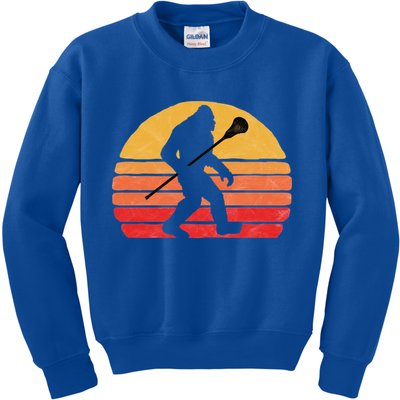 Bigfoot Lacrosse Stick Vintage Surf Sun Funny Lax Gift Kids Sweatshirt