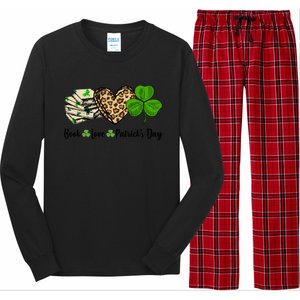 Book Love Shamrock Leopard Heart Book Lover St Patrick's Day Gift Long Sleeve Pajama Set