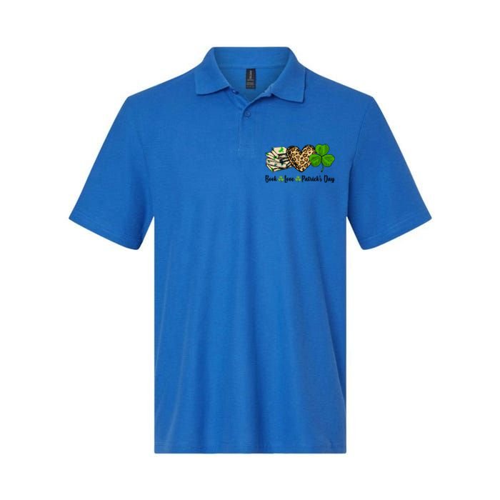 Book Love Shamrock Leopard Heart Book Lover St Patrick's Day Gift Softstyle Adult Sport Polo