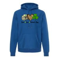 Book Love Shamrock Leopard Heart Book Lover St Patrick's Day Gift Premium Hoodie