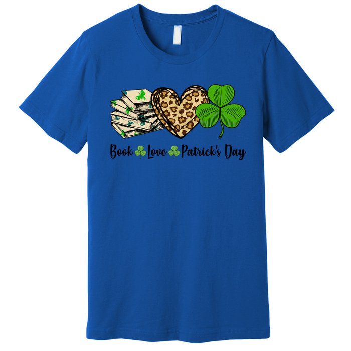 Book Love Shamrock Leopard Heart Book Lover St Patrick's Day Gift Premium T-Shirt