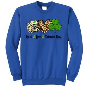 Book Love Shamrock Leopard Heart Book Lover St Patrick's Day Gift Tall Sweatshirt