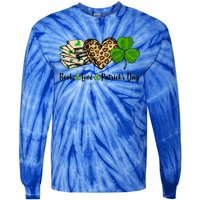 Book Love Shamrock Leopard Heart Book Lover St Patrick's Day Gift Tie-Dye Long Sleeve Shirt