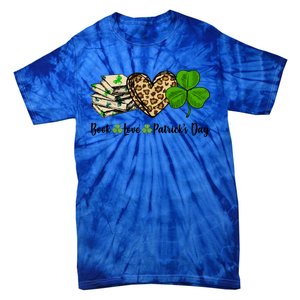 Book Love Shamrock Leopard Heart Book Lover St Patrick's Day Gift Tie-Dye T-Shirt